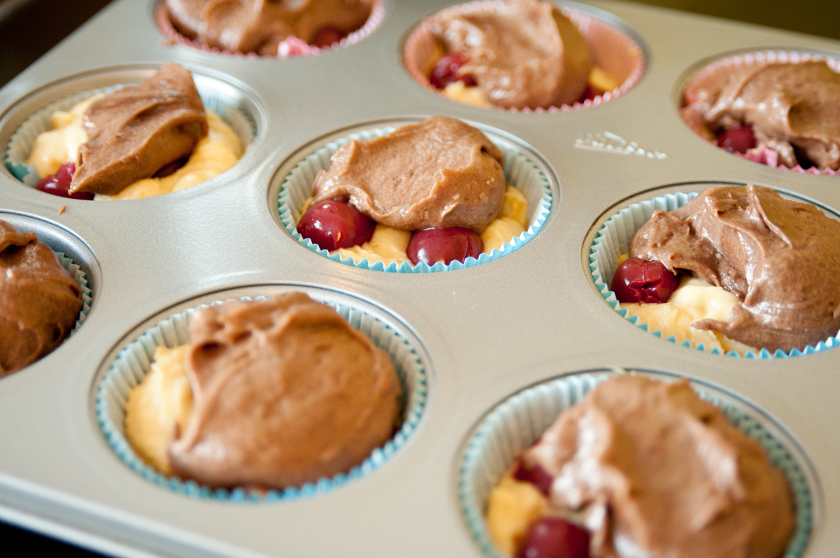 Dinkelmuffins nach Donauwellen-Art